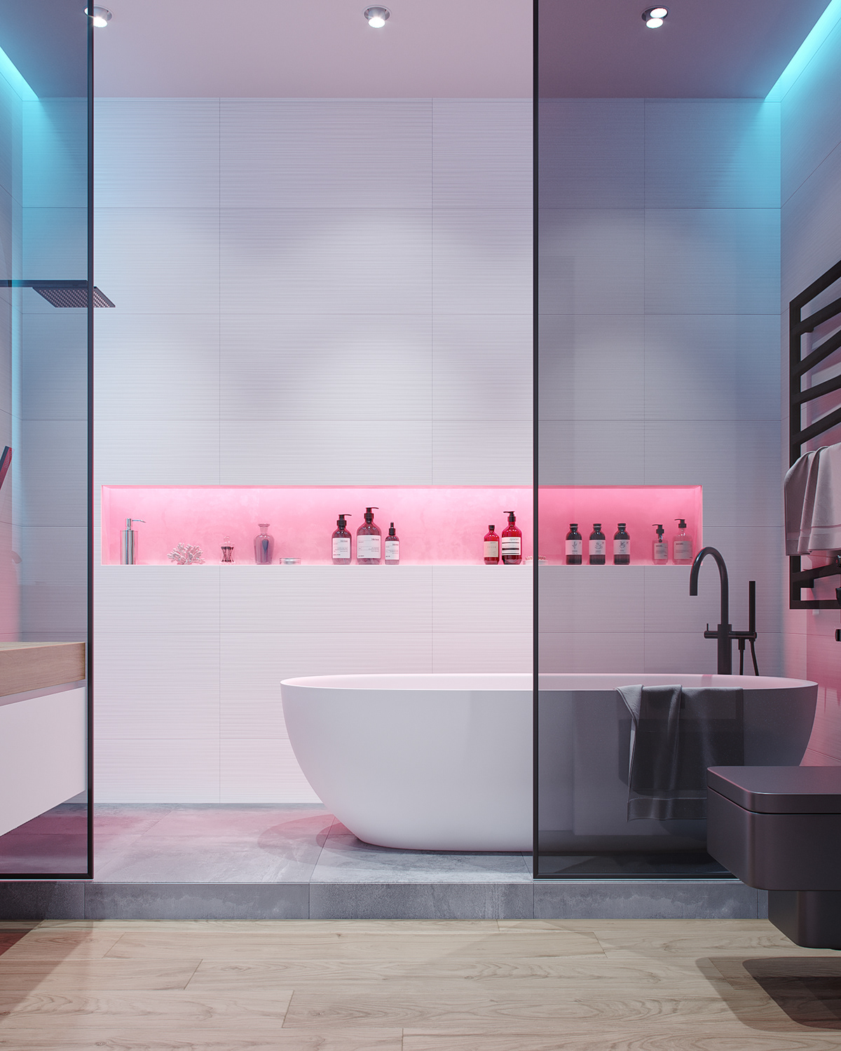 Modern bathroom with hidden lighting