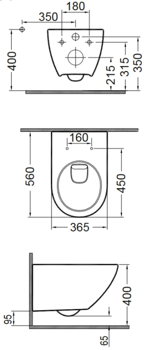 Λεκάνη Remo rimless τεχνικό σχέδιο